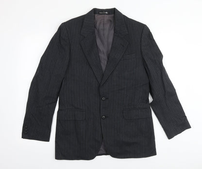 ExecuteX Mens Grey Striped Wool Jacket Suit Jacket Size 38 Regular