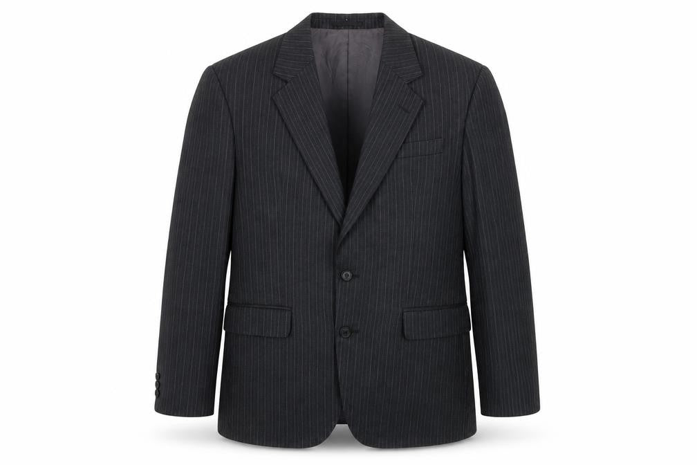 ExecuteX Mens Grey Striped Wool Jacket Suit Jacket Size 38 Regular