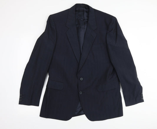 Chesterfield Mens Blue Striped Viscose Jacket Suit Jacket Size 38 Regular