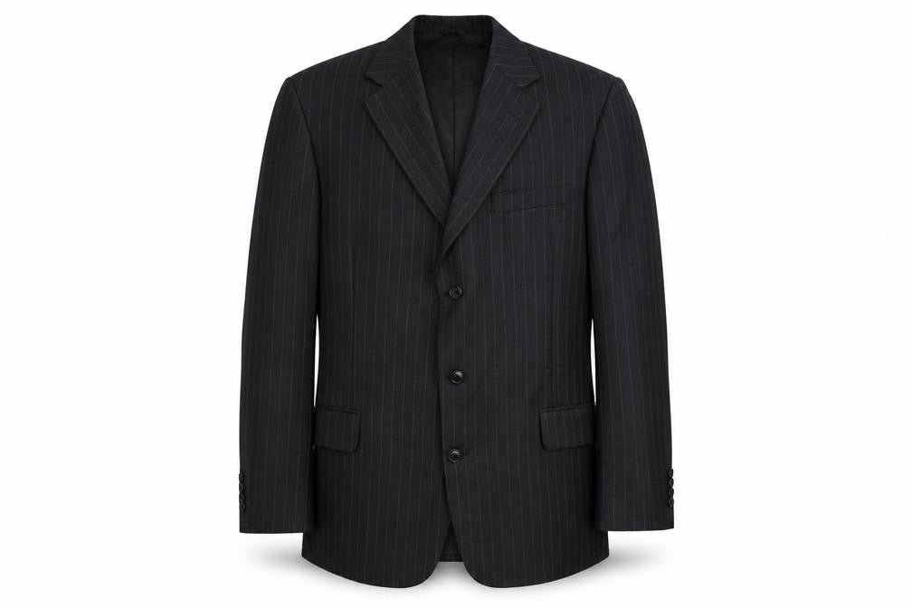 Royal Classics Mens Black Striped Viscose Jacket Suit Jacket Size 42 Regular