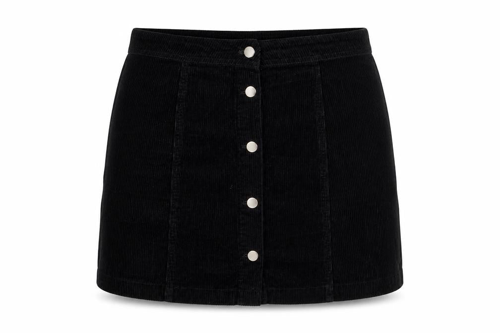 H&M Womens Black Cotton Mini Skirt Size 34 in Button