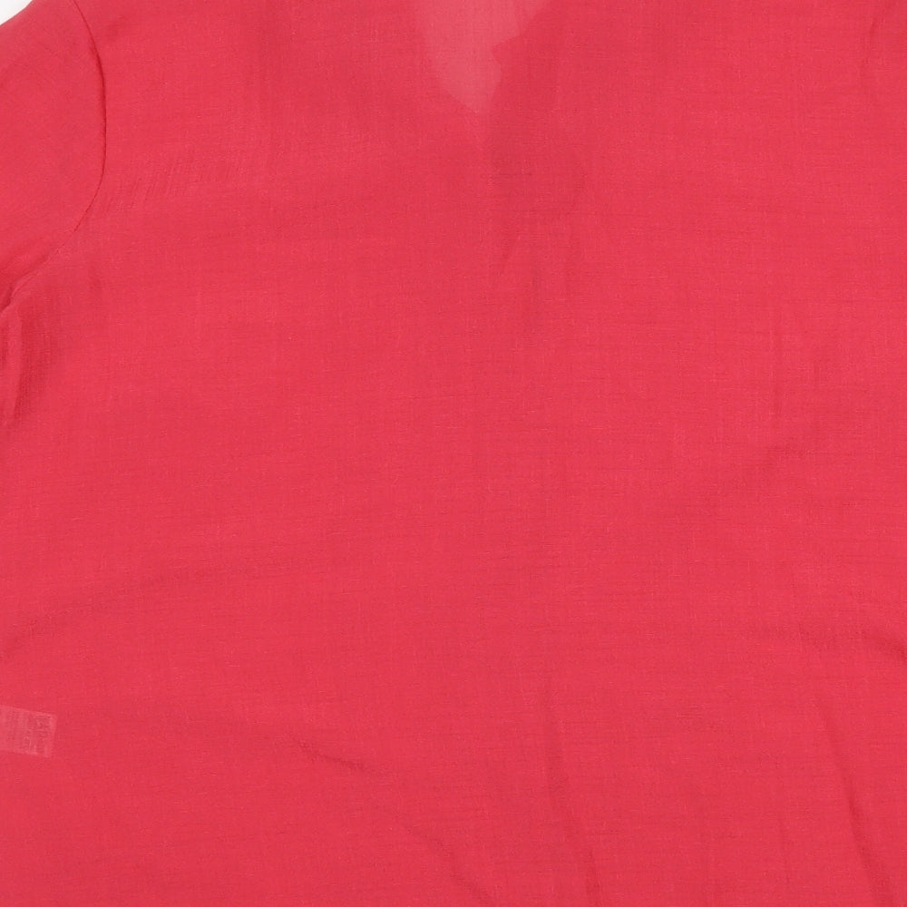 Marks and Spencer Womens Pink Polyester Basic Button-Up Size 16 Collared