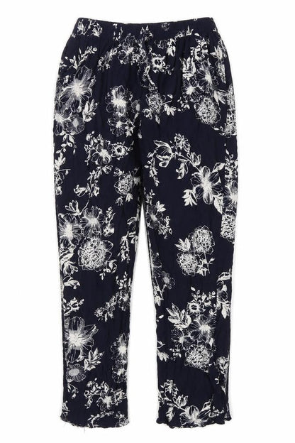 Queen Womens Blue Geometric Viscose Trousers Size S L24 in Regular Tie