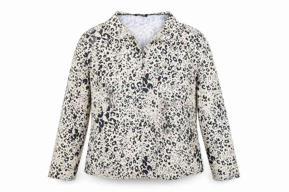 Boohoo Womens Beige Geometric Polyester Basic Blouse Size 8 Collared