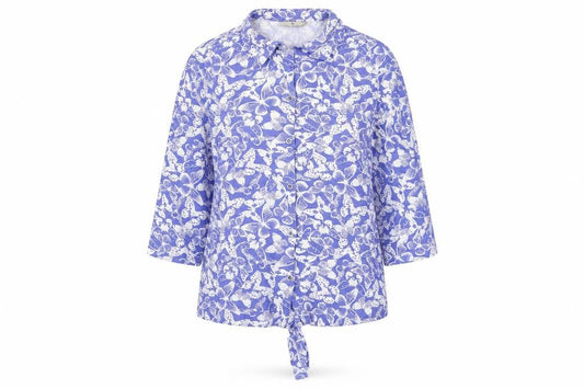 Tu Womens Blue Geometric Viscose Basic Blouse Size 12 Collared - Butterfly Print