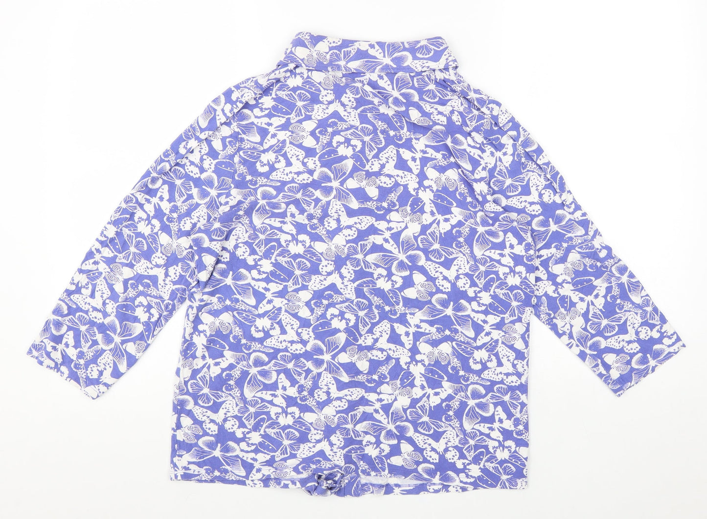 TU Womens Blue Geometric Viscose Basic Blouse Size 12 Collared - Butterfly Print