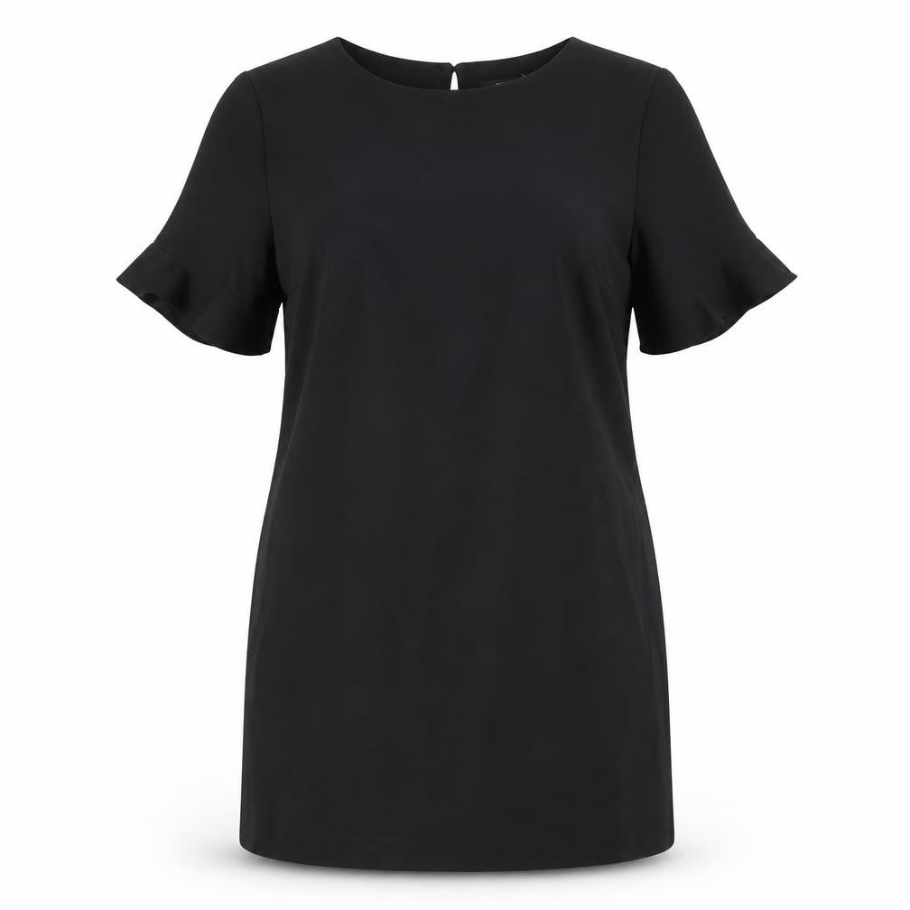 Papaya Womens Black Polyester A-Line Size 12 Round Neck Button