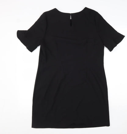 Papaya Womens Black Polyester A-Line Size 12 Round Neck Button