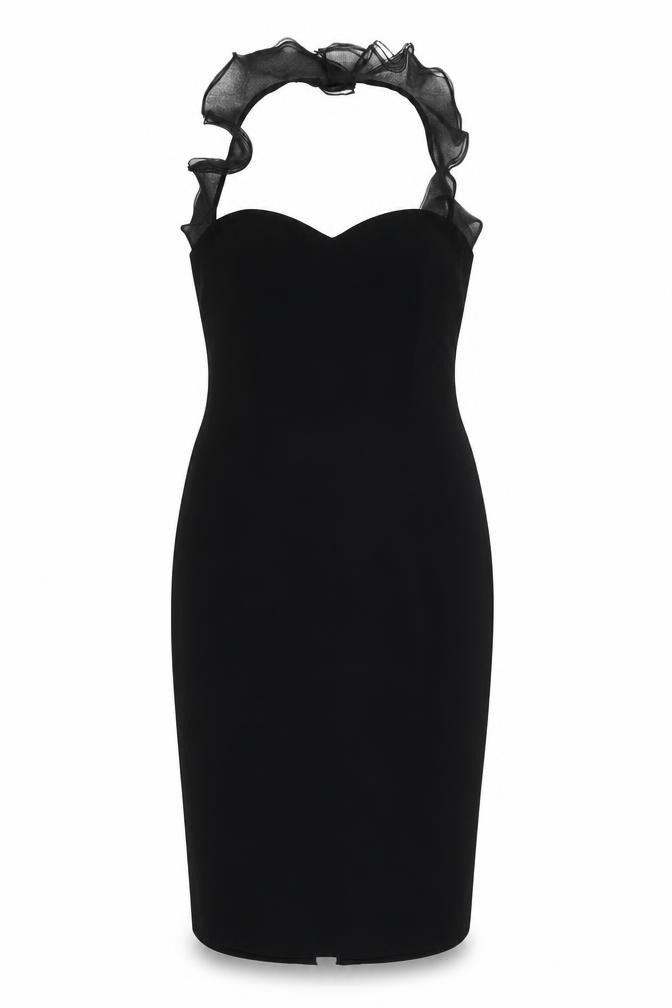 Simon Ellis Womens Black Polyester Bodycon Size 12 Halter Zip