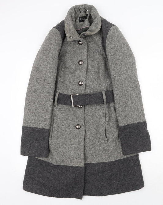 Debenhams Womens Grey Pea Coat Coat Size 10 Button