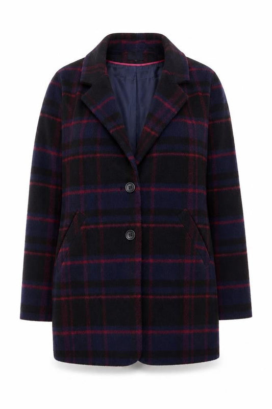 New Look Womens Blue Geometric Pea Coat Coat Size 10 Button