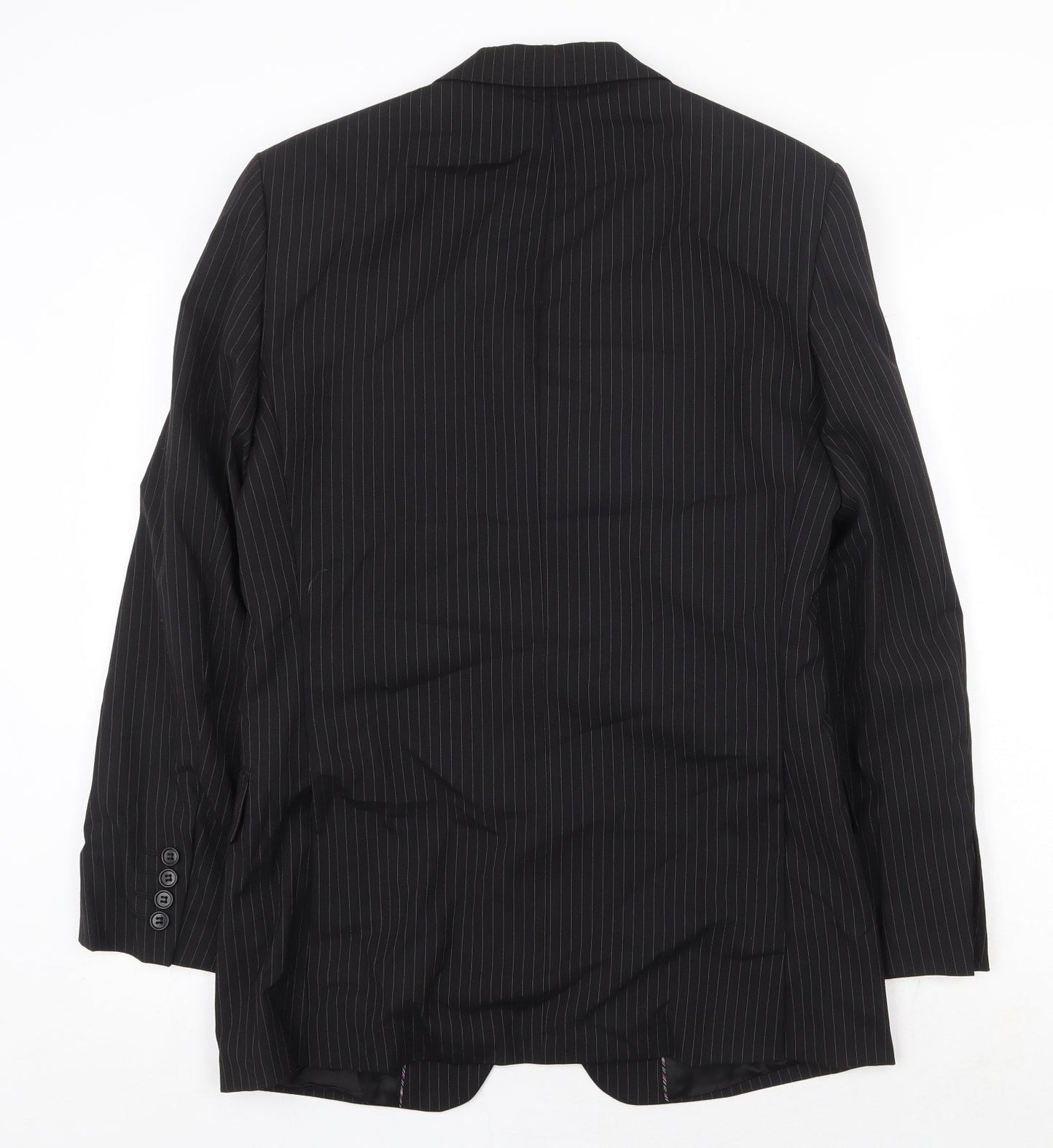 Marks and Spencer Mens Black Striped Wool Jacket Blazer Size 36 Regular
