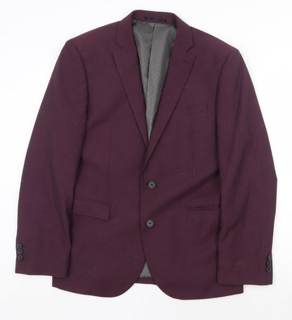 Preloved NEXT Mens Purple Polyester Jacket Blazer Size 40 Regular Button - Front