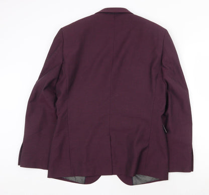 Preloved NEXT Mens Purple Polyester Jacket Blazer Size 40 Regular Button - Back