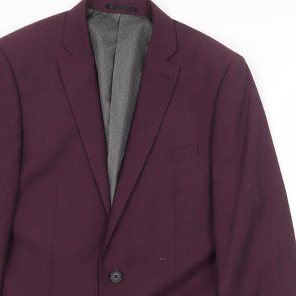 Preloved NEXT Mens Purple Polyester Jacket Blazer Size 40 Regular Button - Detail