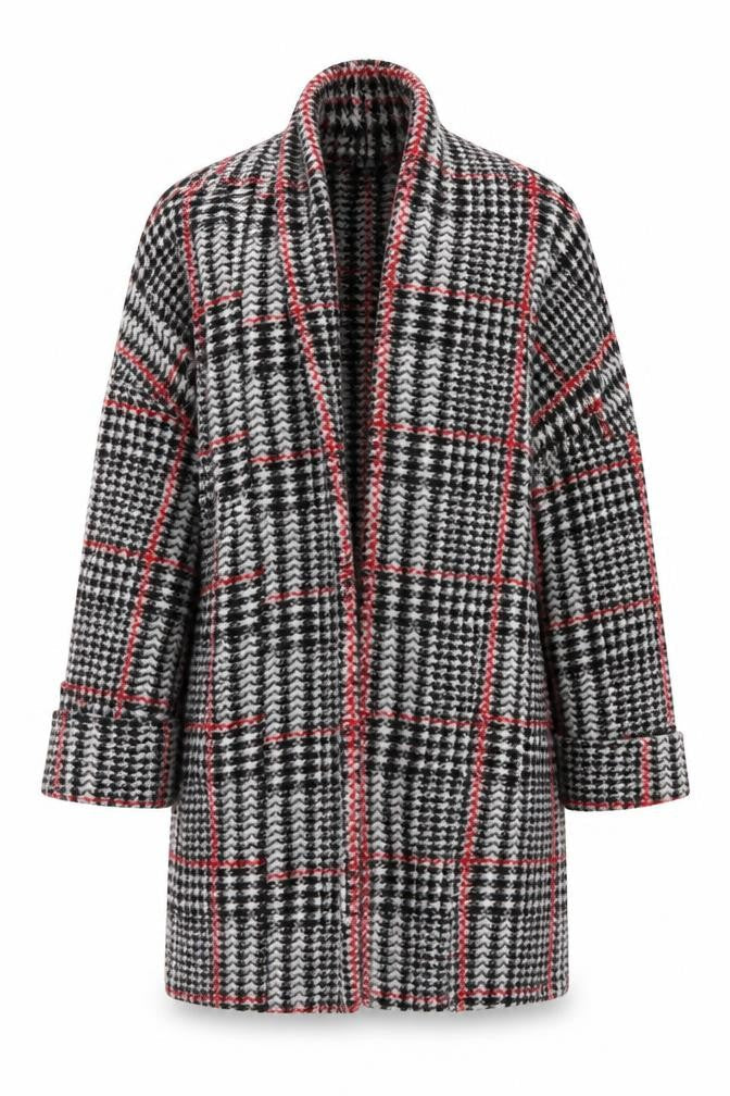 Primark Womens Grey Geometric Overcoat Coat Size S