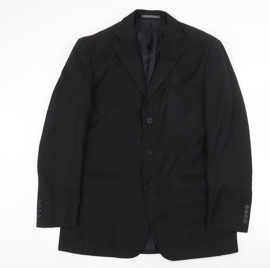 Greenwoods Mens Black Polyester Jacket Suit Jacket Size 40 Regular