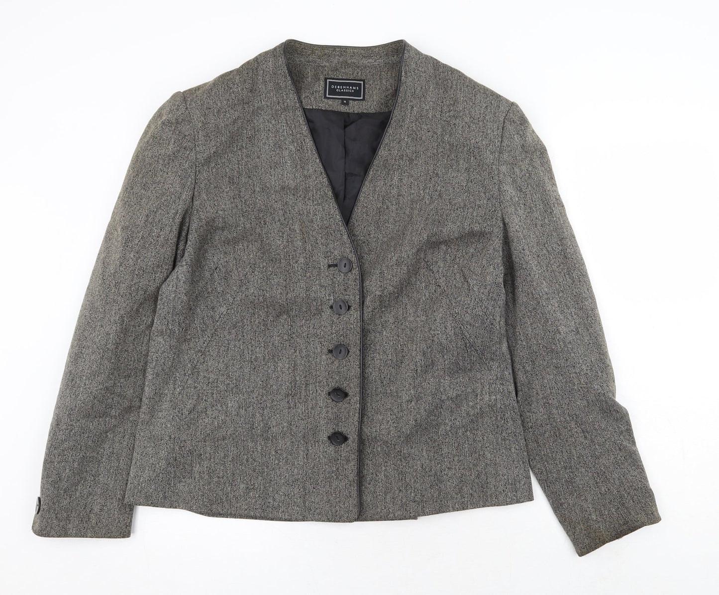 Debenhams Womens Grey Jacket Blazer Size 16 Button