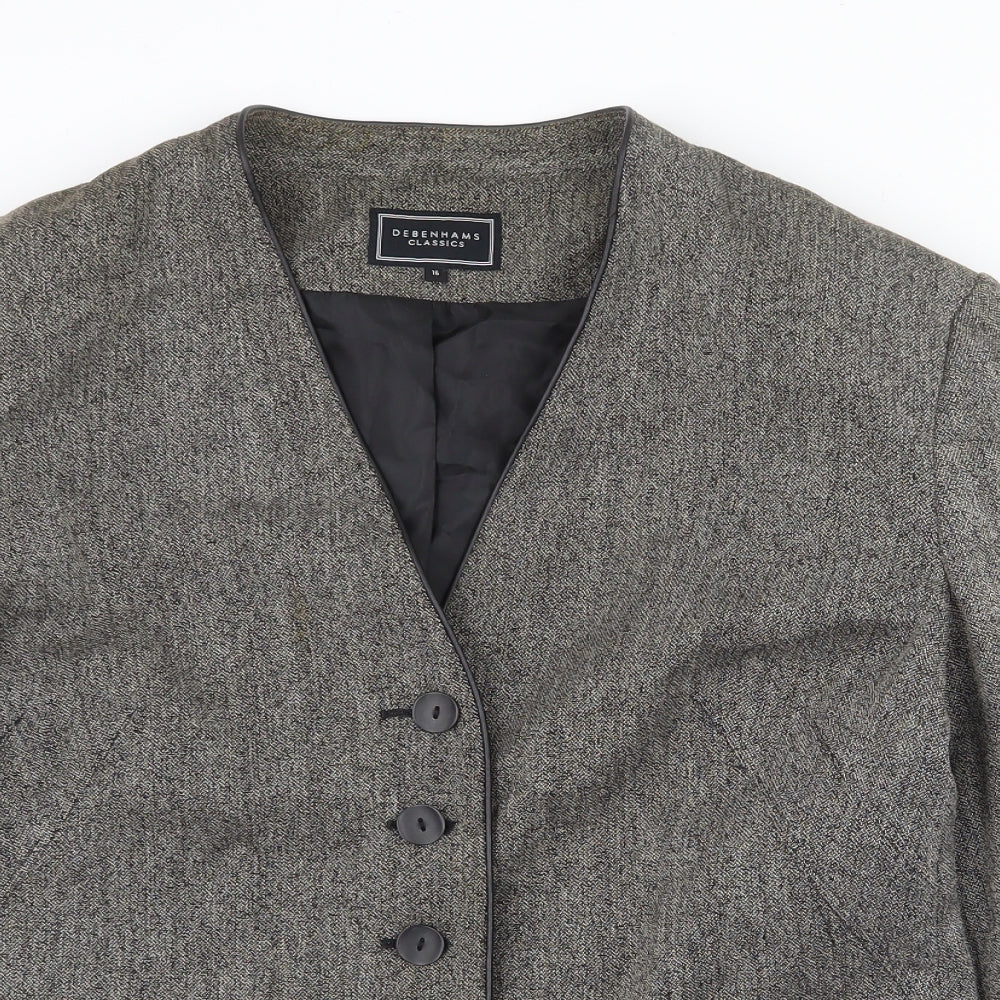 Debenhams Womens Grey Jacket Blazer Size 16 Button