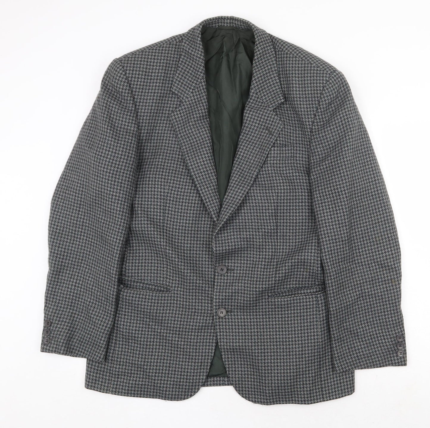 Hugo James Mens Grey Geometric Wool Jacket Blazer Size 40 Regular