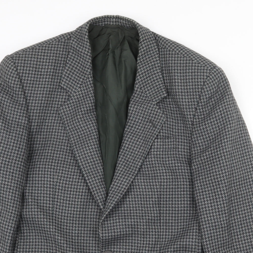 Hugo James Mens Grey Geometric Wool Jacket Blazer Size 40 Regular