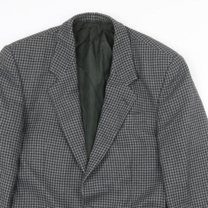 Hugo James Mens Grey Geometric Wool Jacket Blazer Size 40 Regular