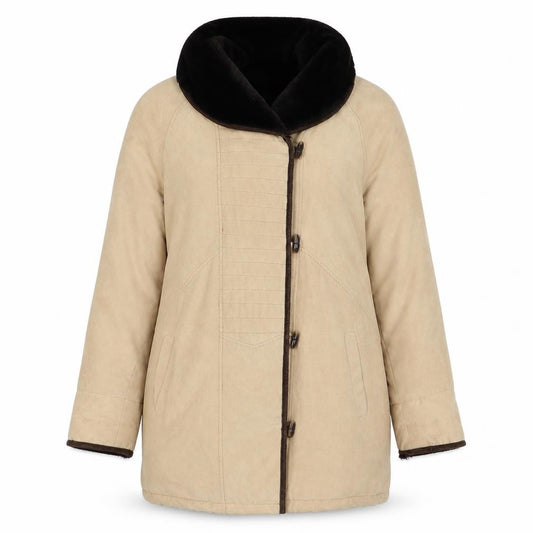 Apropos Womens Beige Overcoat Coat Size S Button