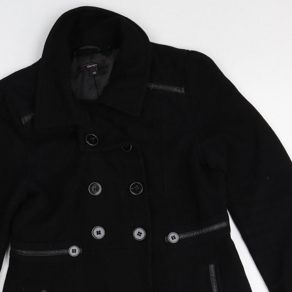 Therapy Womens Black Pea Coat Jacket Size 10 Button