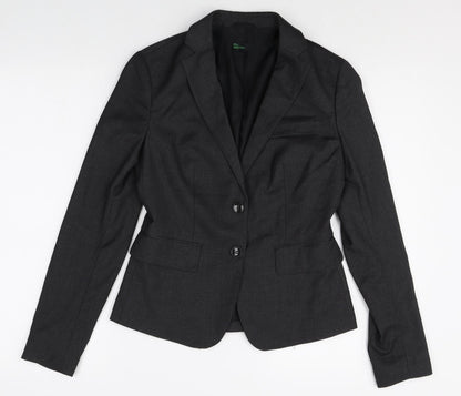 Stile Benetton Womens Grey Polyester Jacket Suit Jacket Size S
