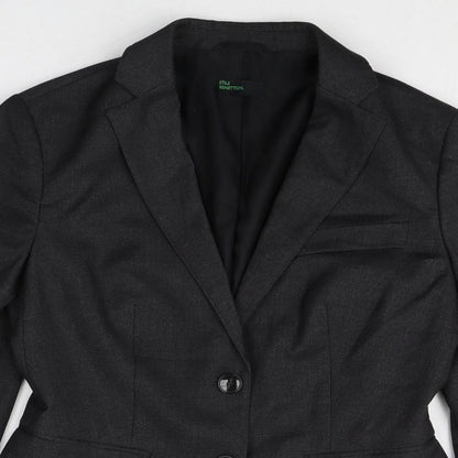 Stile Benetton Womens Grey Polyester Jacket Suit Jacket Size S