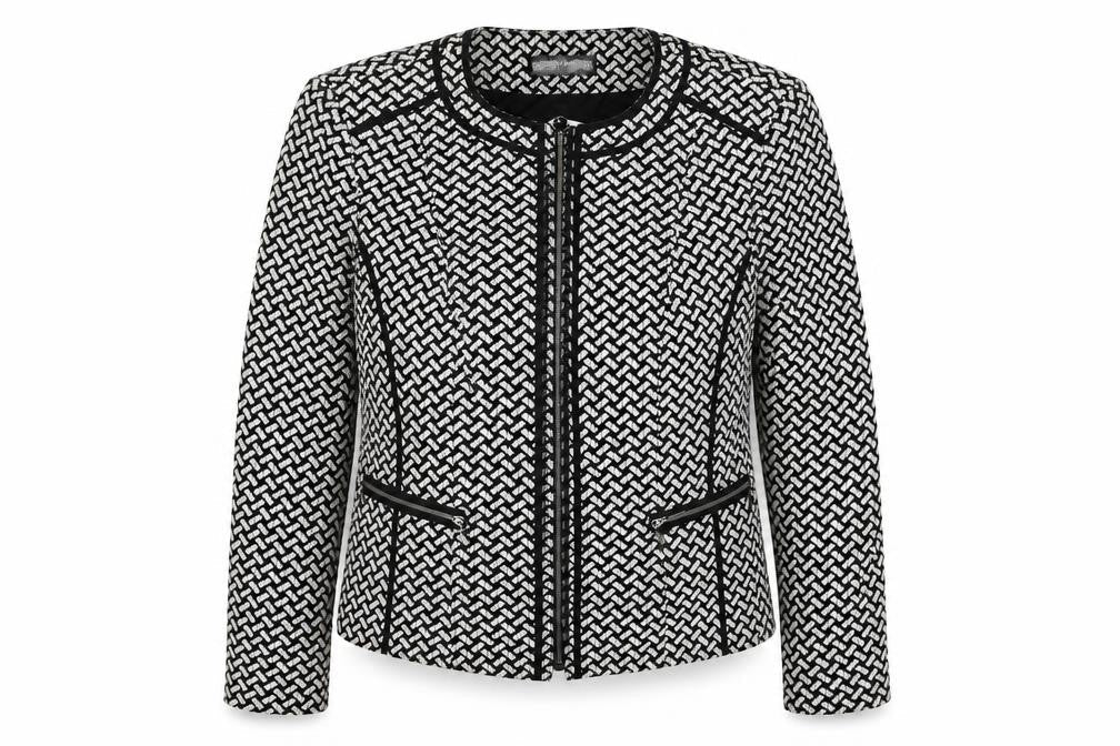 Gerry Weber Womens Black Geometric Jacket Size M Zip