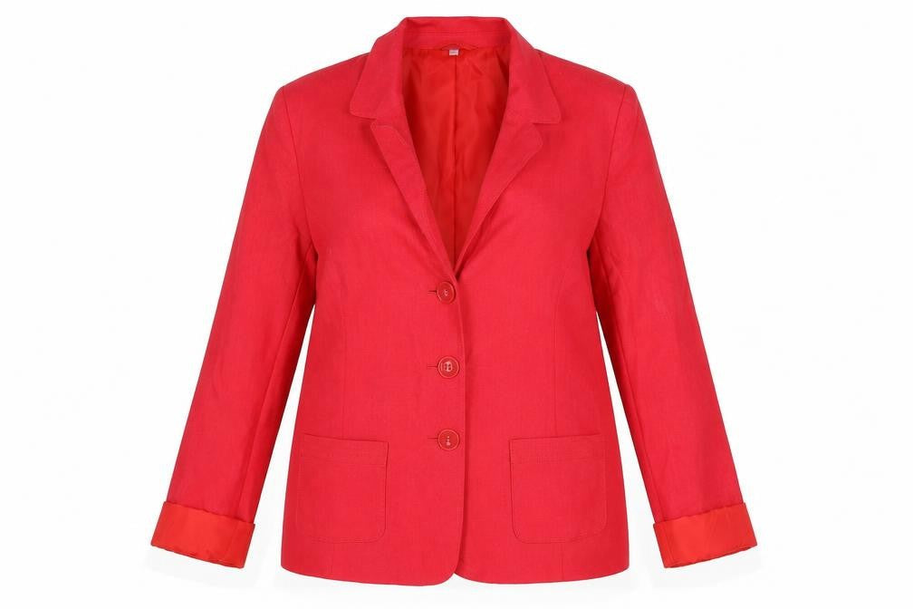 Preworn Womens Red Linen Jacket Blazer Size 14