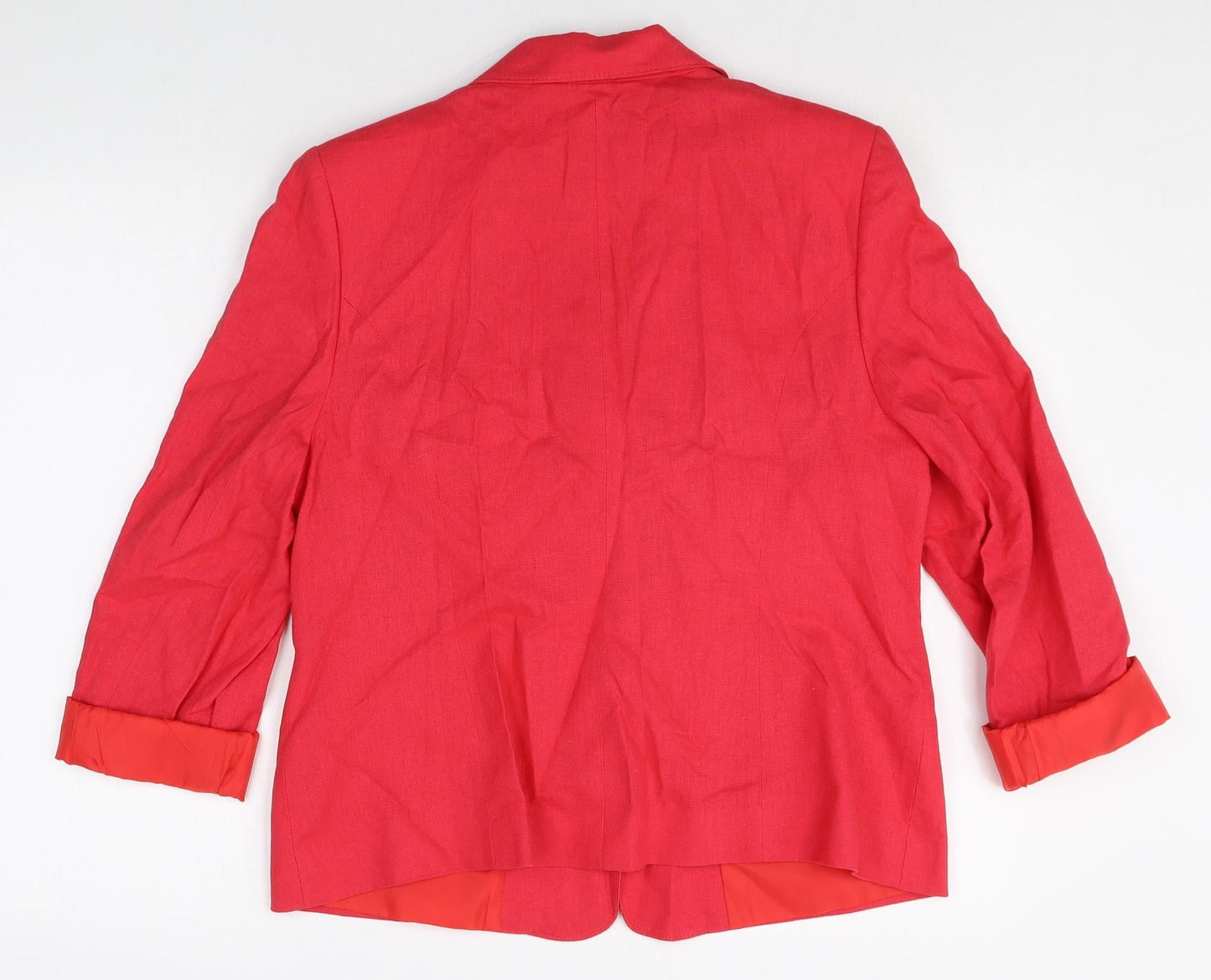 Preworn Womens Red Linen Jacket Blazer Size 14