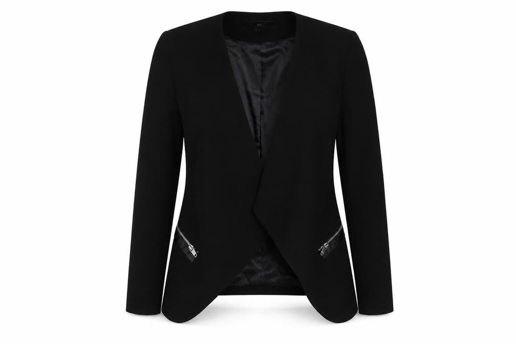 H&M Womens Black Polyester Jacket Blazer Size 8 - Open
