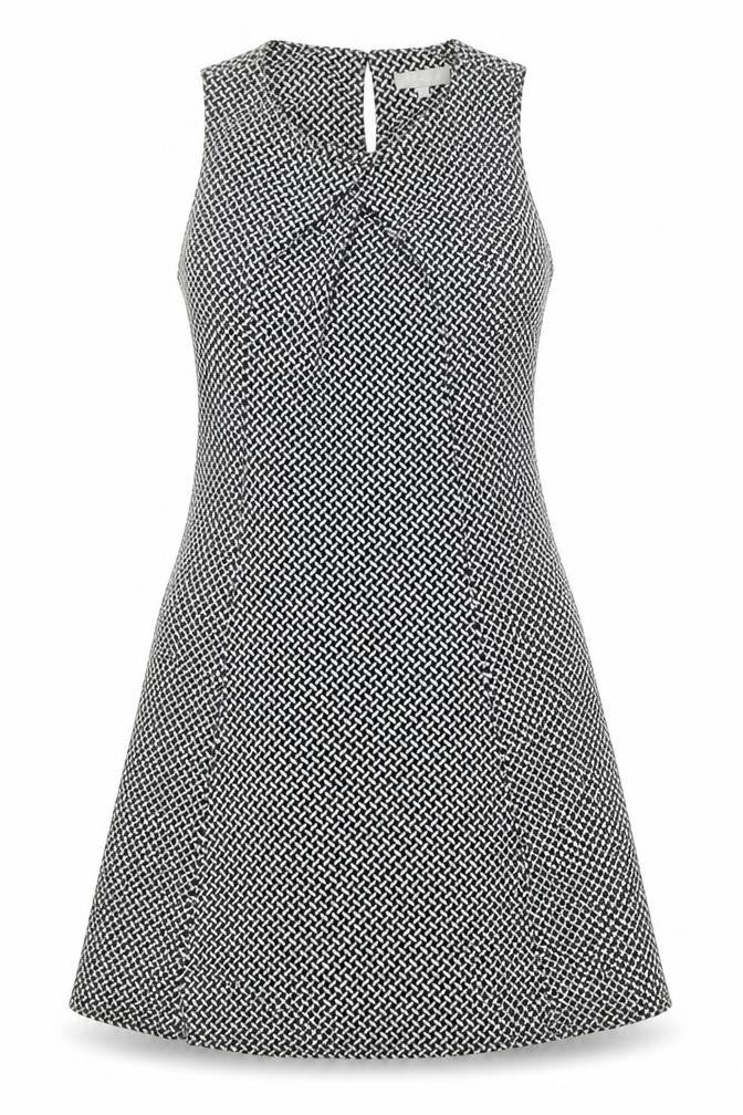 Red Herring Womens Black Geometric Polyester A-Line Size 14 Scoop Neck Button