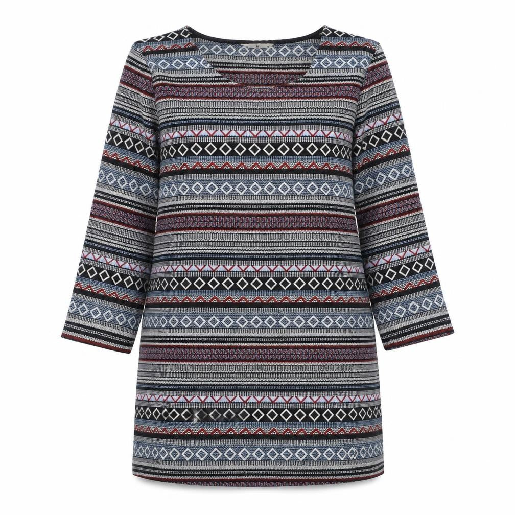 TU Womens Multicoloured Geometric Polyester Shift Size 12 Scoop Neck Pullover