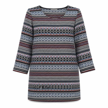 Tu Womens Multicoloured Geometric Polyester Shift Size 12 Scoop Neck Pullover