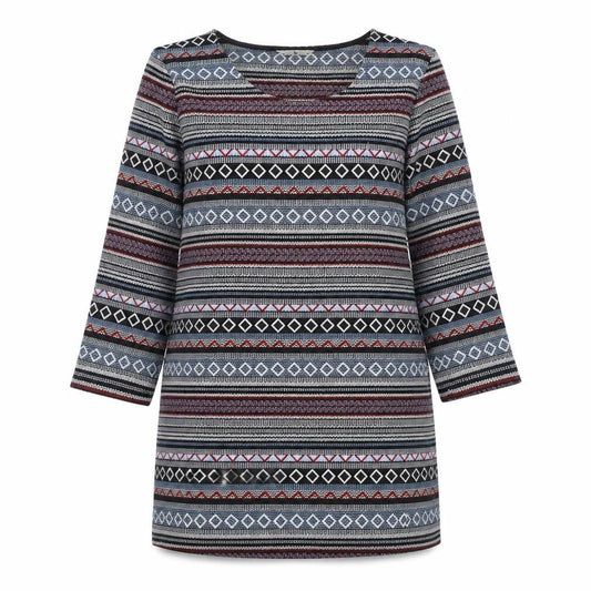 TU Womens Multicoloured Geometric Polyester Shift Size 12 Scoop Neck Pullover