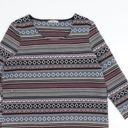 Tu Womens Multicoloured Geometric Polyester Shift Size 12 Scoop Neck Pullover