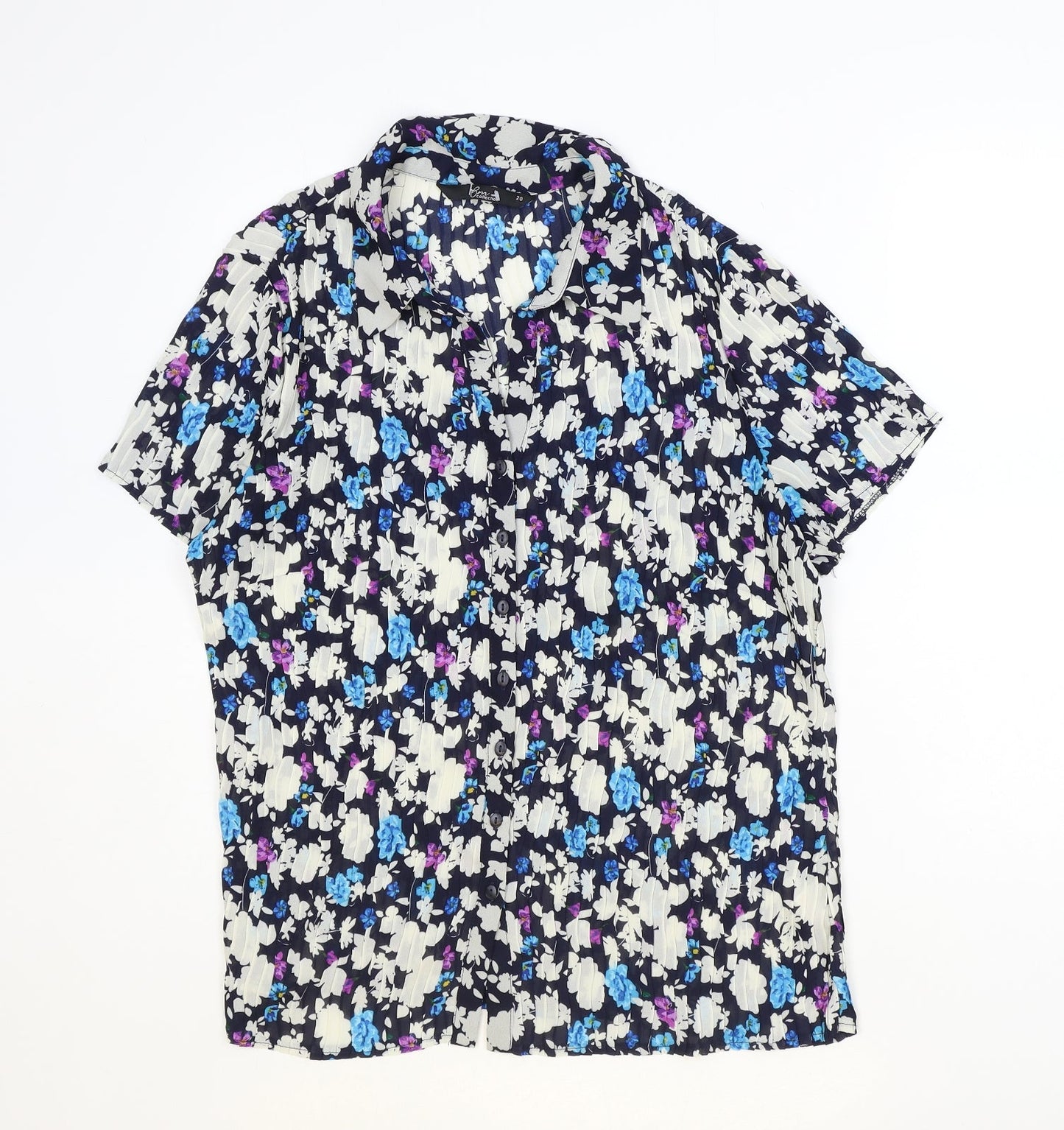 Bm Collection Womens Multicoloured Floral Polyester Basic Button-Up Size 20 Collared