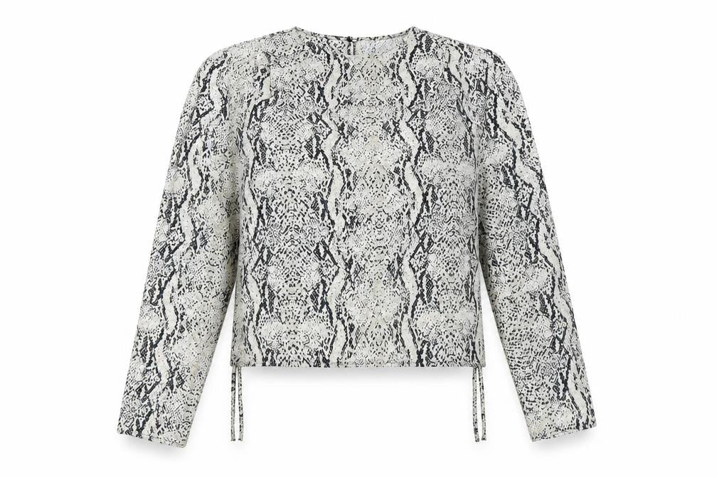 Primark Womens Beige Animal Print Polyester Basic Blouse Size 12 Round Neck - Snake Print