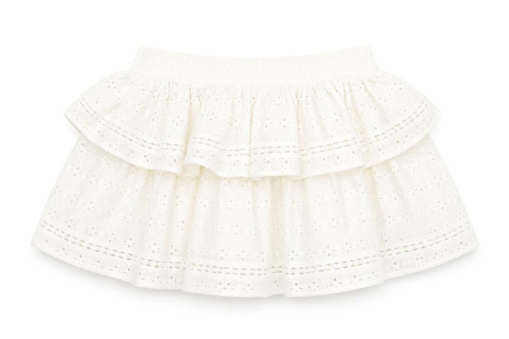 Made in India Womens Ivory Geometric Cotton Skater Skirt Size 4 Zip