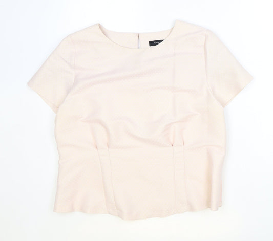 Marks and Spencer Womens Pink Polyester Basic Blouse Size 14 Round Neck