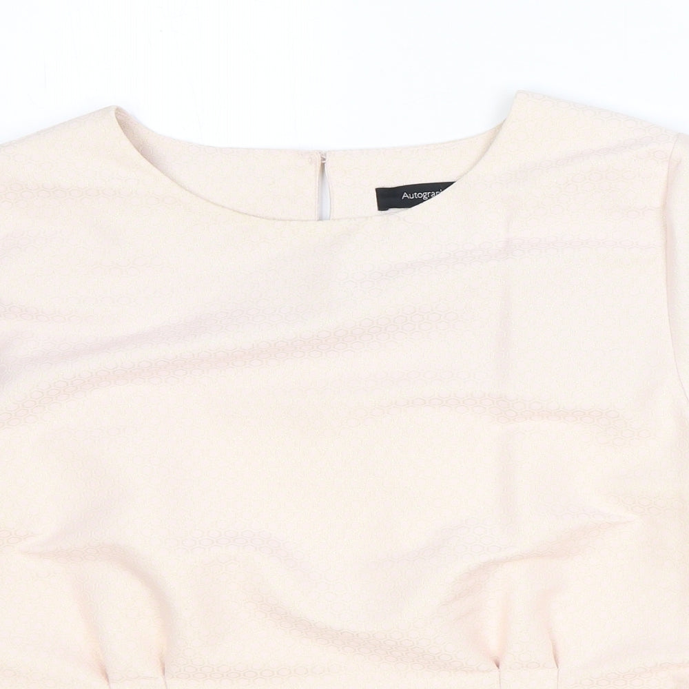 Marks and Spencer Womens Pink Polyester Basic Blouse Size 14 Round Neck