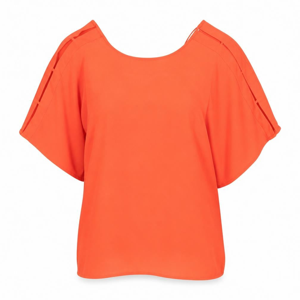 Peacocks Womens Red Polyester Basic Blouse Size 12 V-Neck