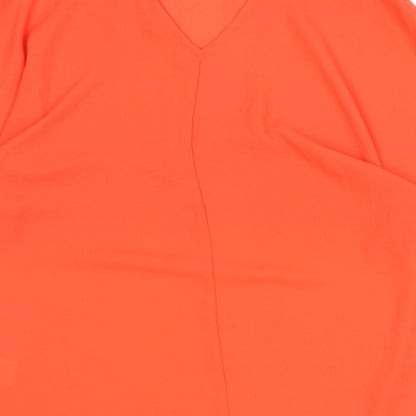 Peacocks Womens Red Polyester Basic Blouse Size 12 V-Neck