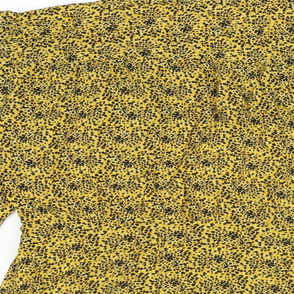 Yessica Womens Yellow Geometric Viscose Basic Blouse Size 8 V-Neck