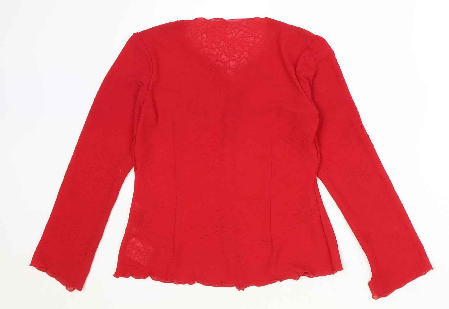 PRIESS Womens Red Polyester Basic Blouse Size 12 V-Neck