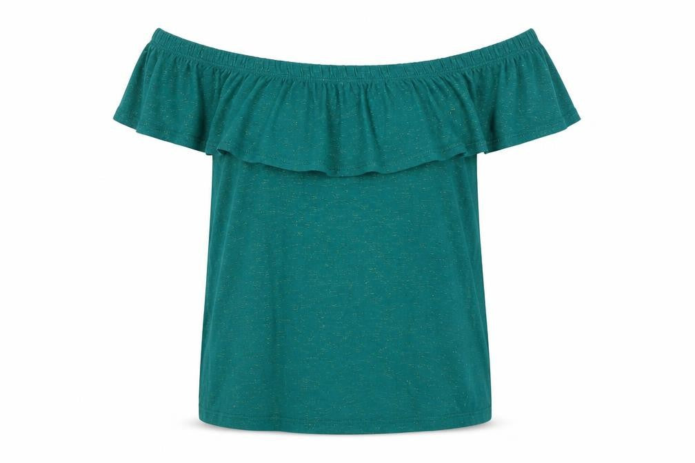 NEXT Womens Green Viscose Basic T-Shirt Size 8 Off the Shoulder