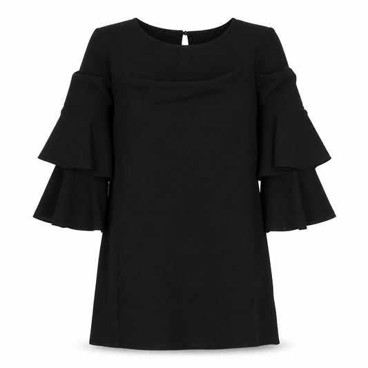 New Look Womens Black Polyester A-Line Size 10 Round Neck Button